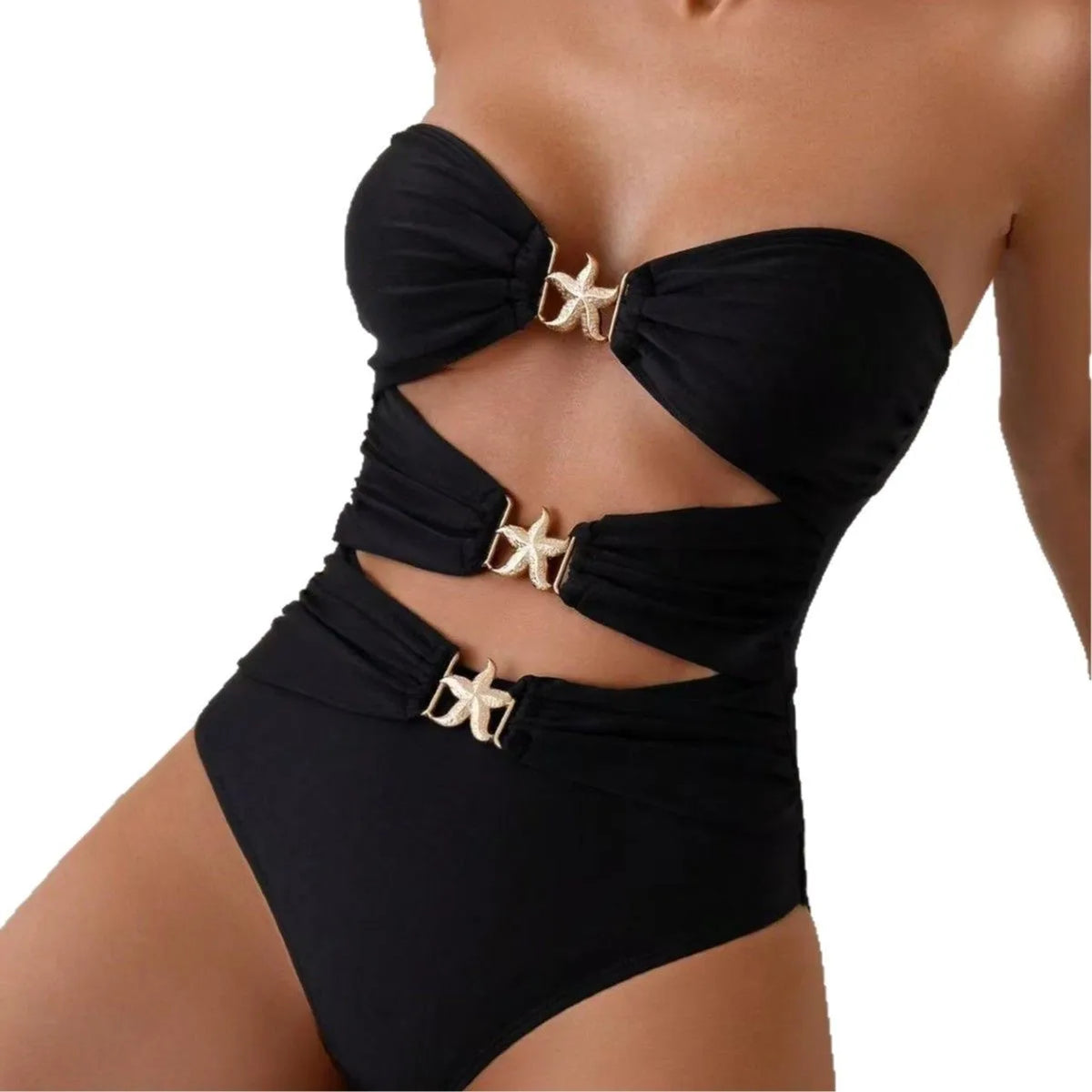 Tight backless high waist one-piece swimsuit in solid colour nylon, available in black, white, brown and red, sizes XS to XXL