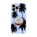 Original Summer Coconut design TPU phone case for Apple iPhone models on a table.