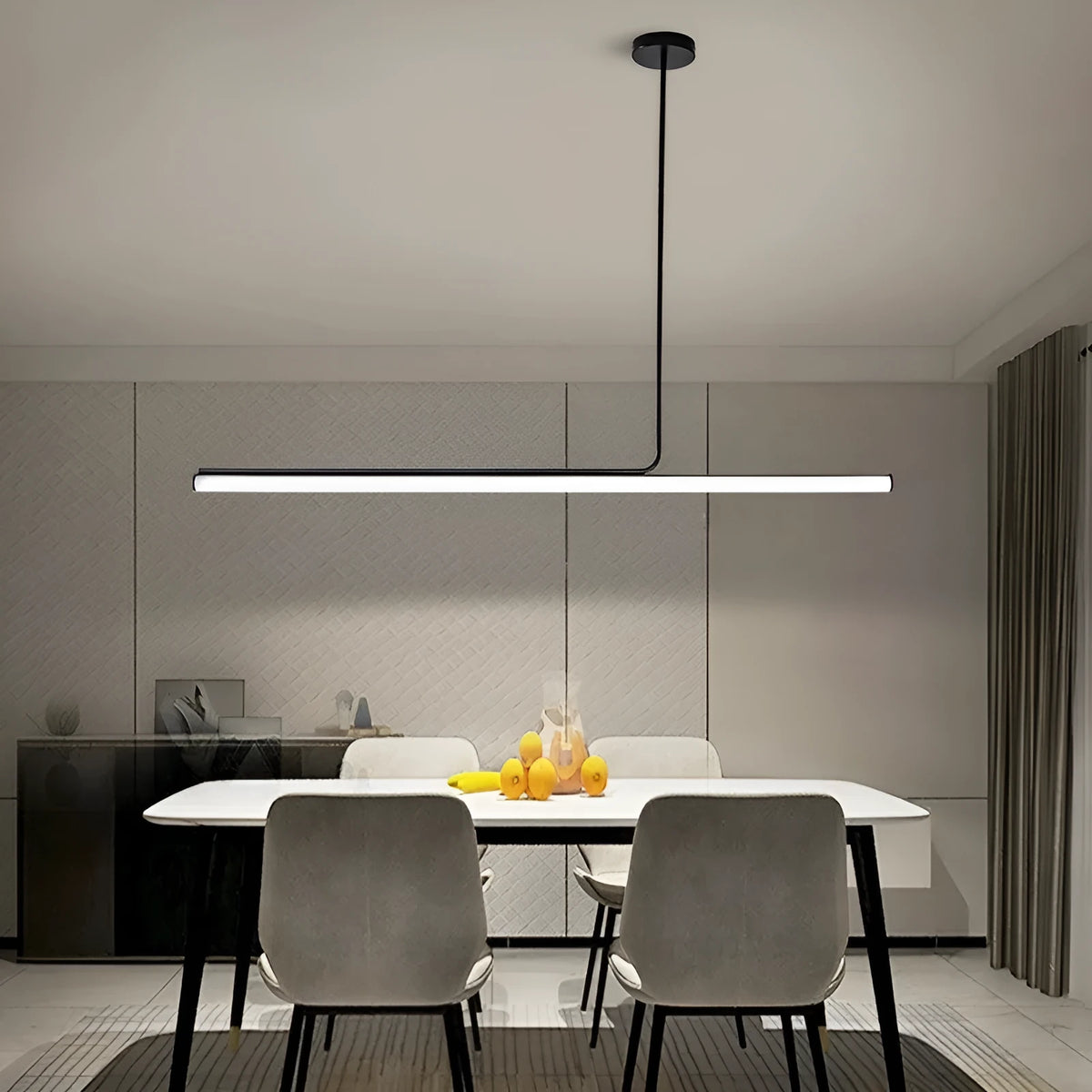 Modern minimalist Nordic linear pendant light in black or white, 80cm to 150cm long, 220V dining room ceiling lamp