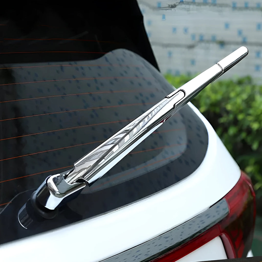 Four silvery ABS plastic rear window wiper trim caps for 2010 Hyundai vehicles