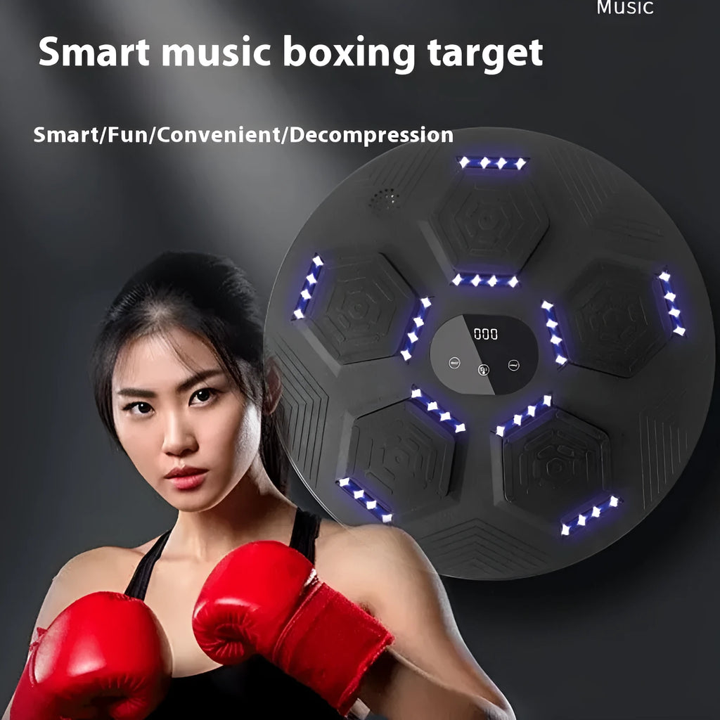 Smart music boxing machine wall target in black, grey, and orange colour options with hanging mount