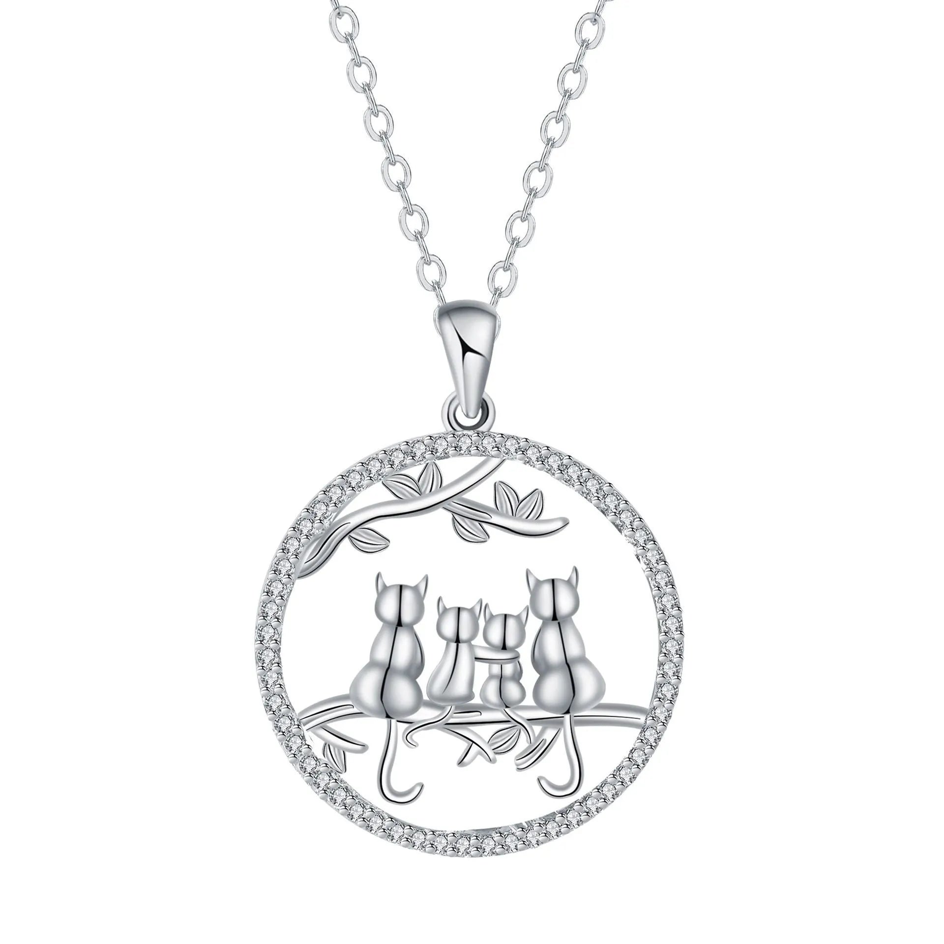 Copper necklace with four kitten pendant design and cross chain styling