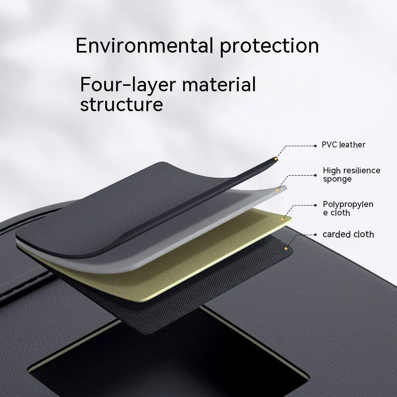 Black leather hanging storage bag for the back of a car seat