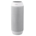 Mini black or white Bluetooth stereo speaker with colourful LED lights showing 360° sound design