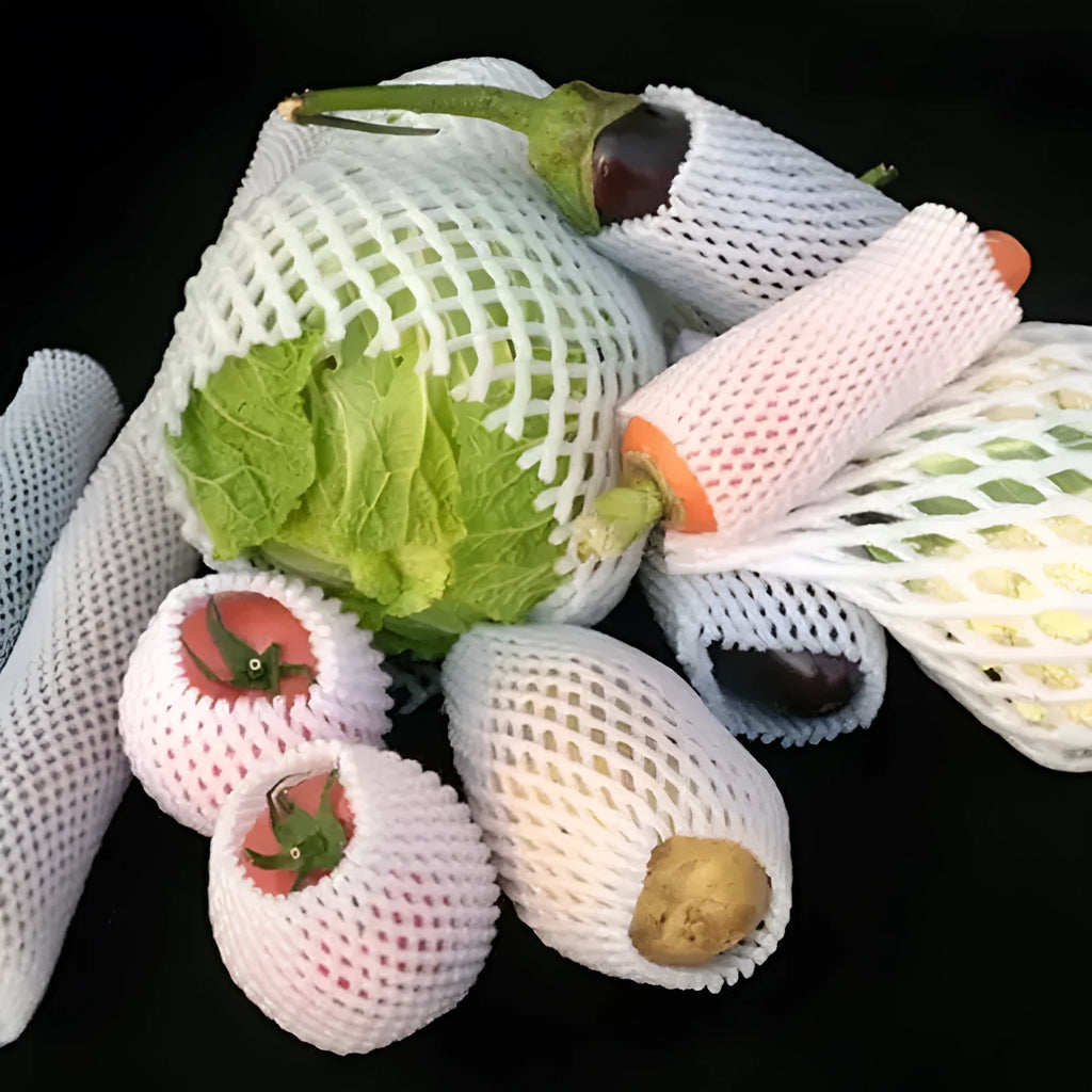 White foam net protective cover for fruit packing with hybrid shockproof design