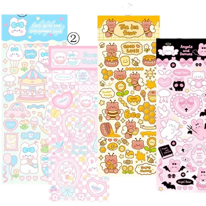 Cartoon-style PVC waterproof stickers for agenda notebook and office stationery decoration