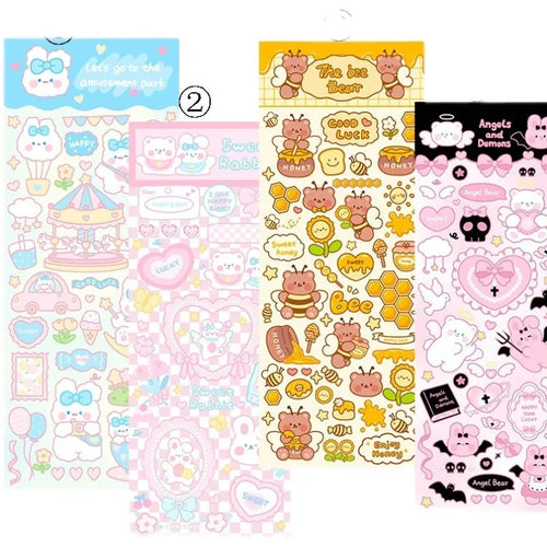 Cartoon-style PVC waterproof stickers for agenda notebook and office stationery decoration
