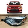 Pair of halogen headlight assemblies for Toyota Corolla with clear lens and black housing trim