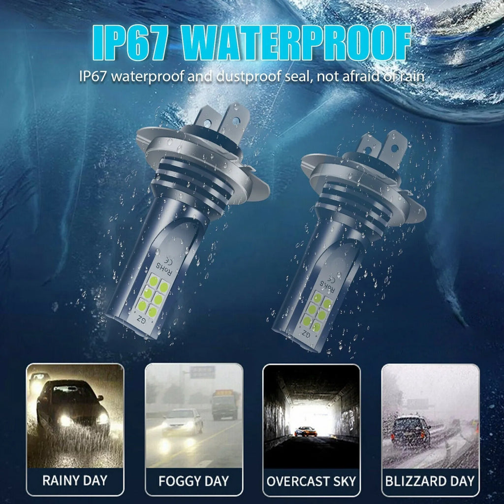 Aluminium housing LED car fog lamp with 12 SMD lights, compatible with H7 9005 H11 formats.