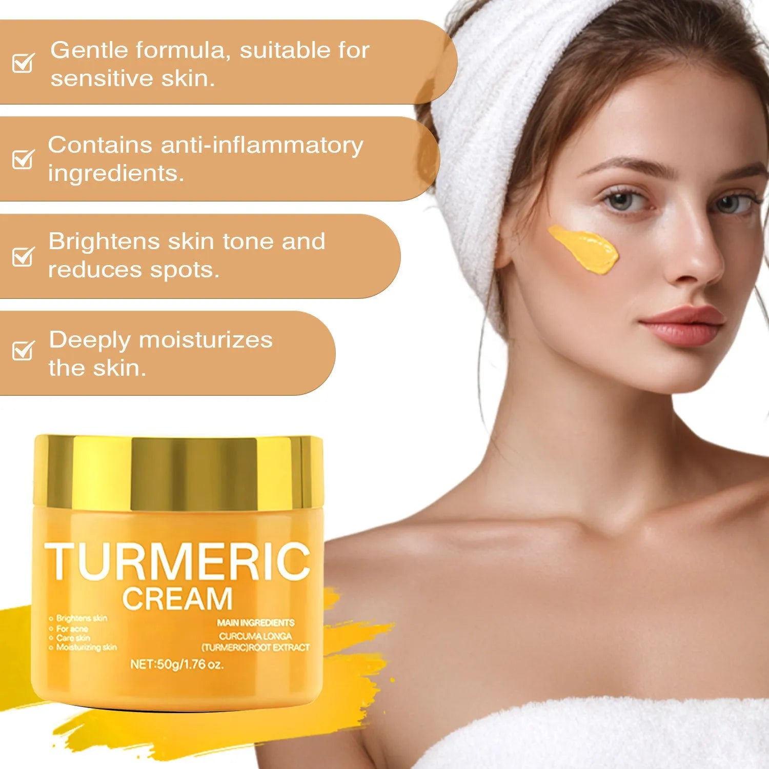 50g brightening moisturising cream in compact 53mm jar with hydrating nourishing formula