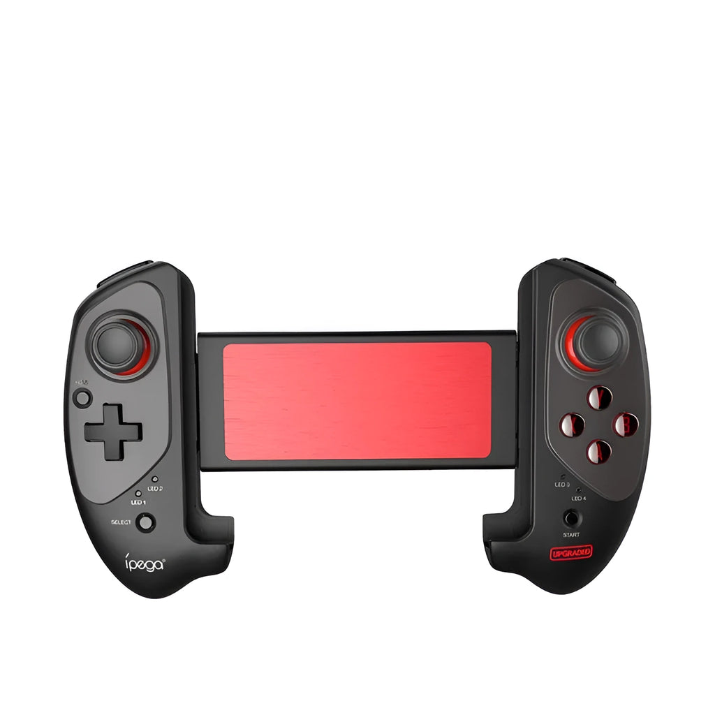 Red telescopic gamepad controller with USB cable for Android, iOS, and PC gaming