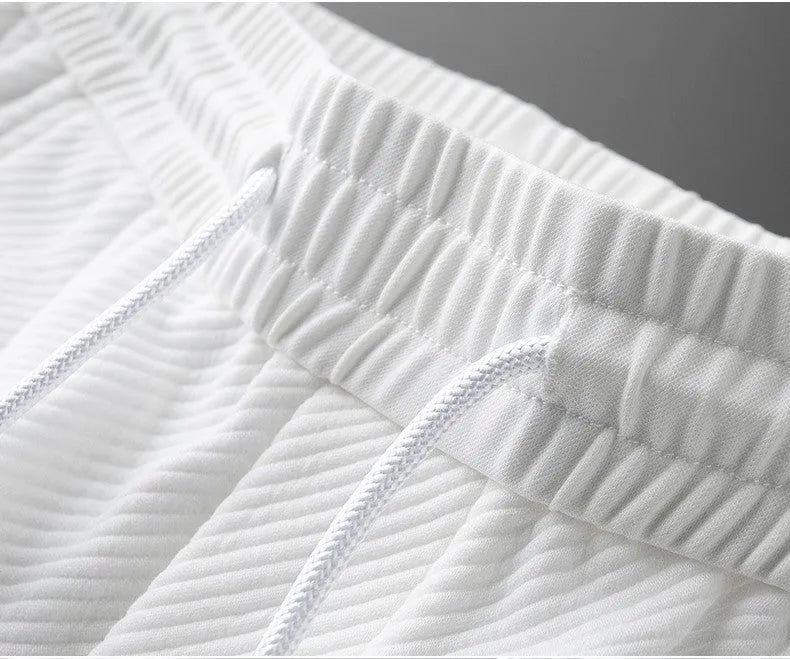 Men's twill stretch trousers in white or black, sizes M to 4XL, smart casual and everyday wear