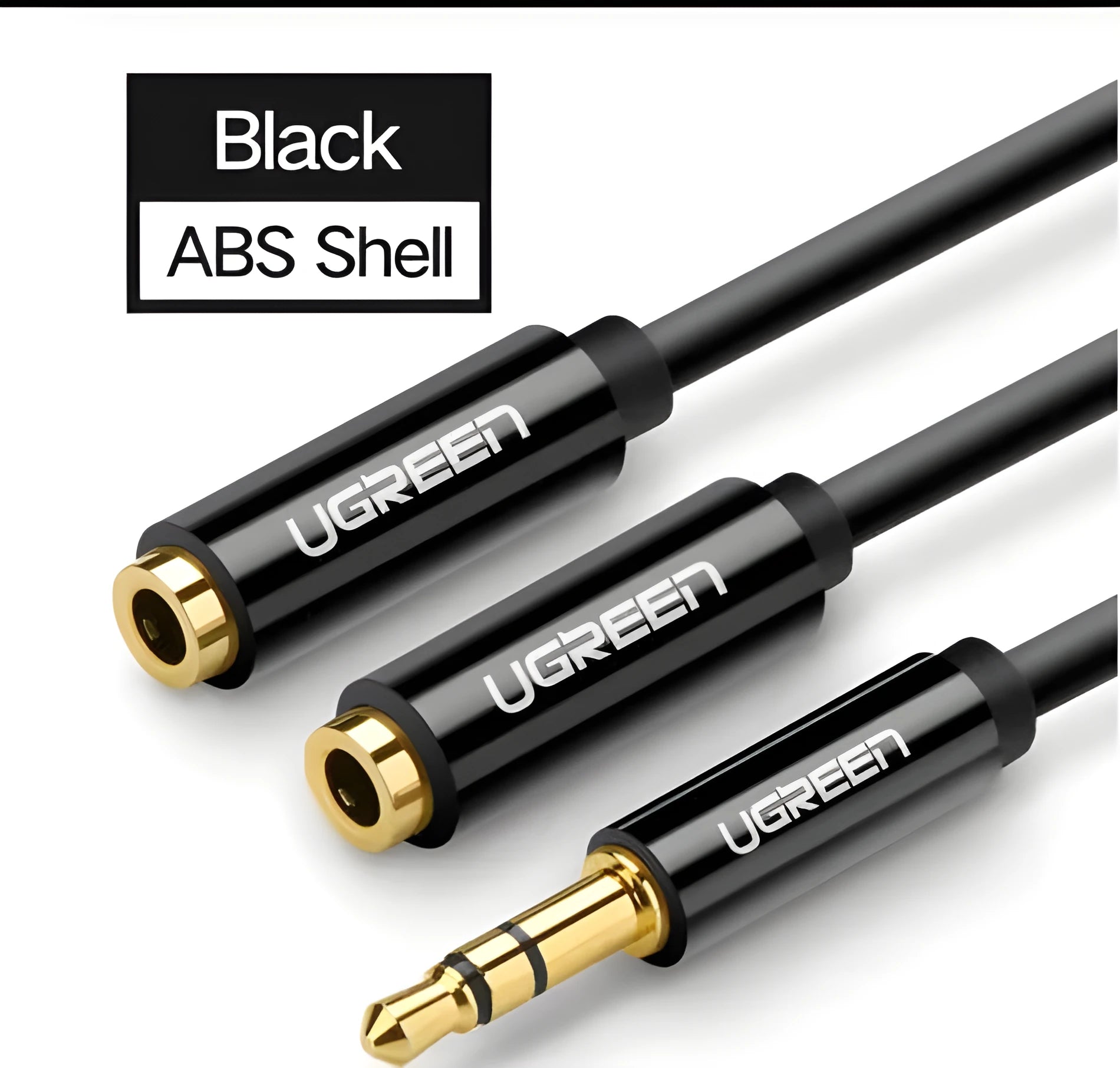 20cm earphone replacement cable with gold-plated 3.5mm connectors in black, grey, or white colour options