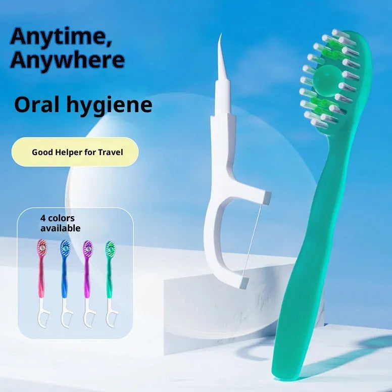 Disposable portable soft-bristle floss bead toothbrush for adults, 8 pieces per pack, English packaging