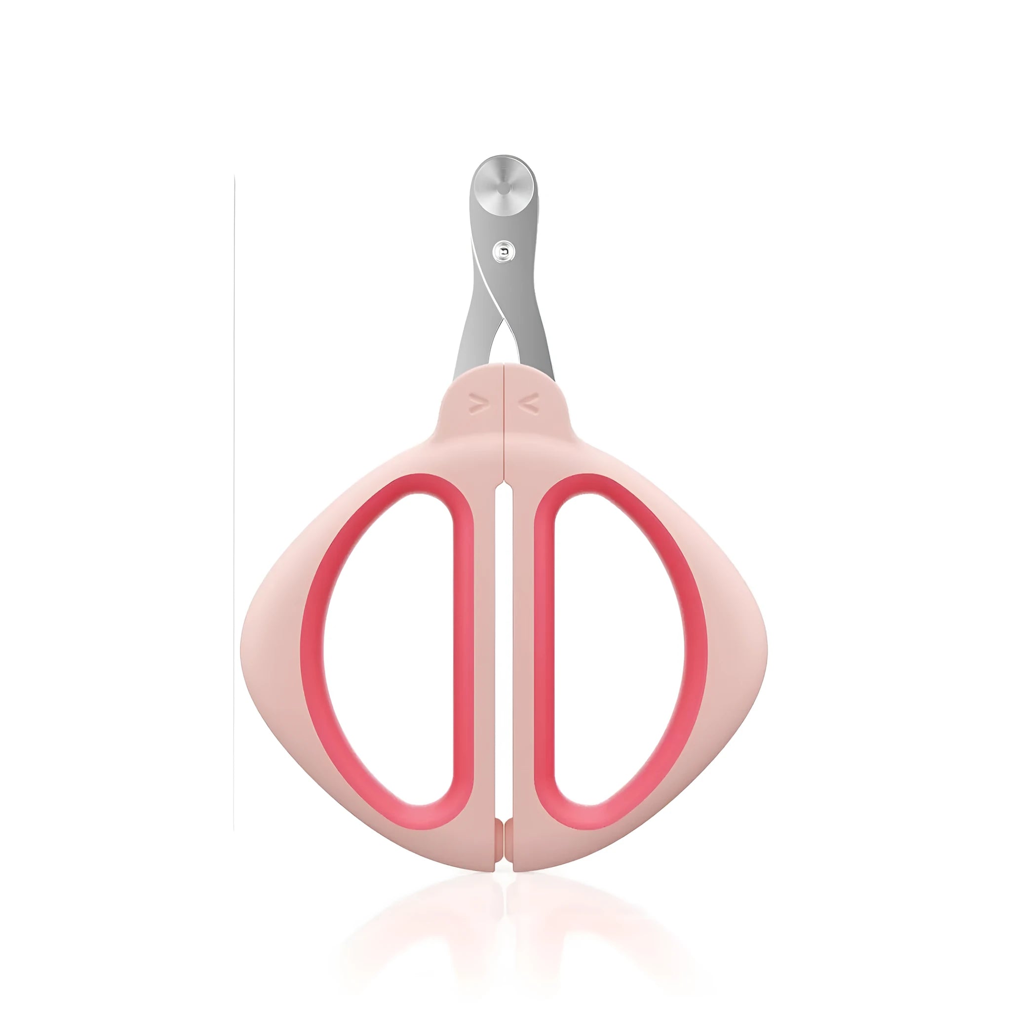 Blue cat nail clipper with a round positioning hole and non-slip handle on a white background.