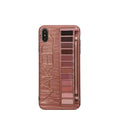 Silicone eye shadow phone case for iPhone in flesh and grey colour options.