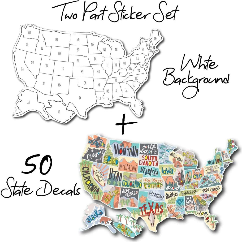 Travel sticker set with world map for suitcase and car body decoration