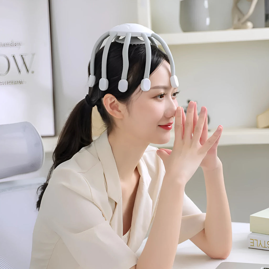 Black USB head massager with multiple claws for scalp vibration relaxation