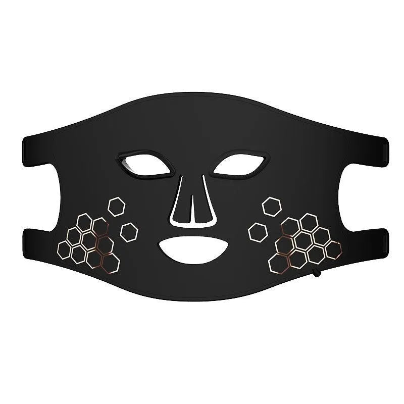 Black LED photon beauty mask showing light panels and neck extension for comprehensive skincare treatment