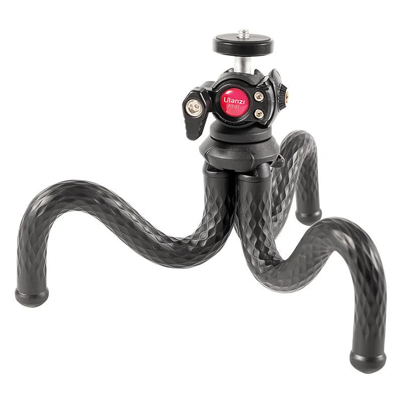 Black octopus leg mobile phone tripod set with phone clip, model FT-01, extended to 360mm