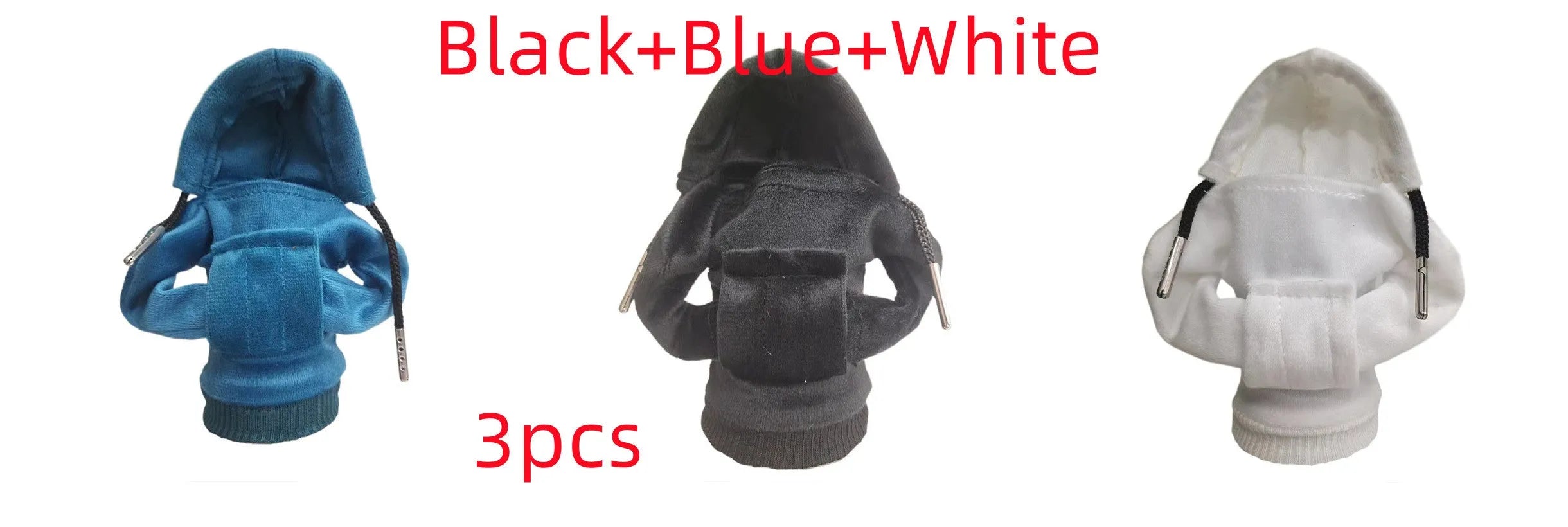 Cloth gear shift knob cover in assorted colours, shown with dimensions of 13 cm by 8 cm.