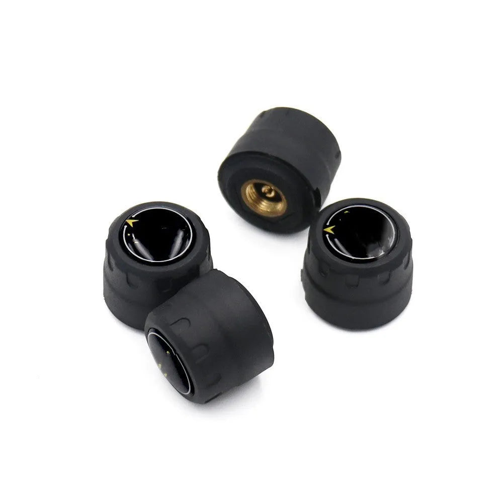 Bluetooth 5.0 external tyre pressure monitoring system kit with four sensors, a wrench, and anti-theft screws.