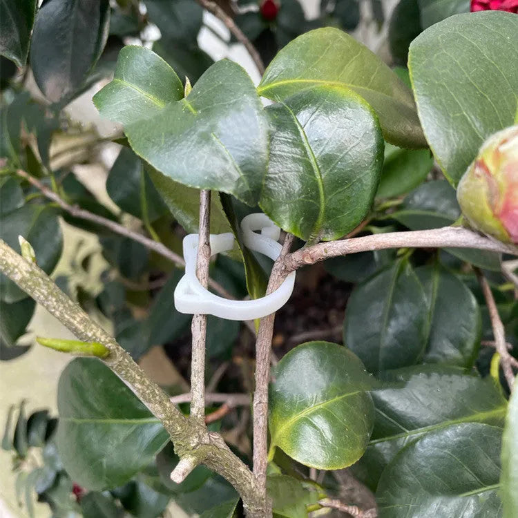 Cat-shaped plastic plant clip in red, yellow, green, or white colour for gardening use
