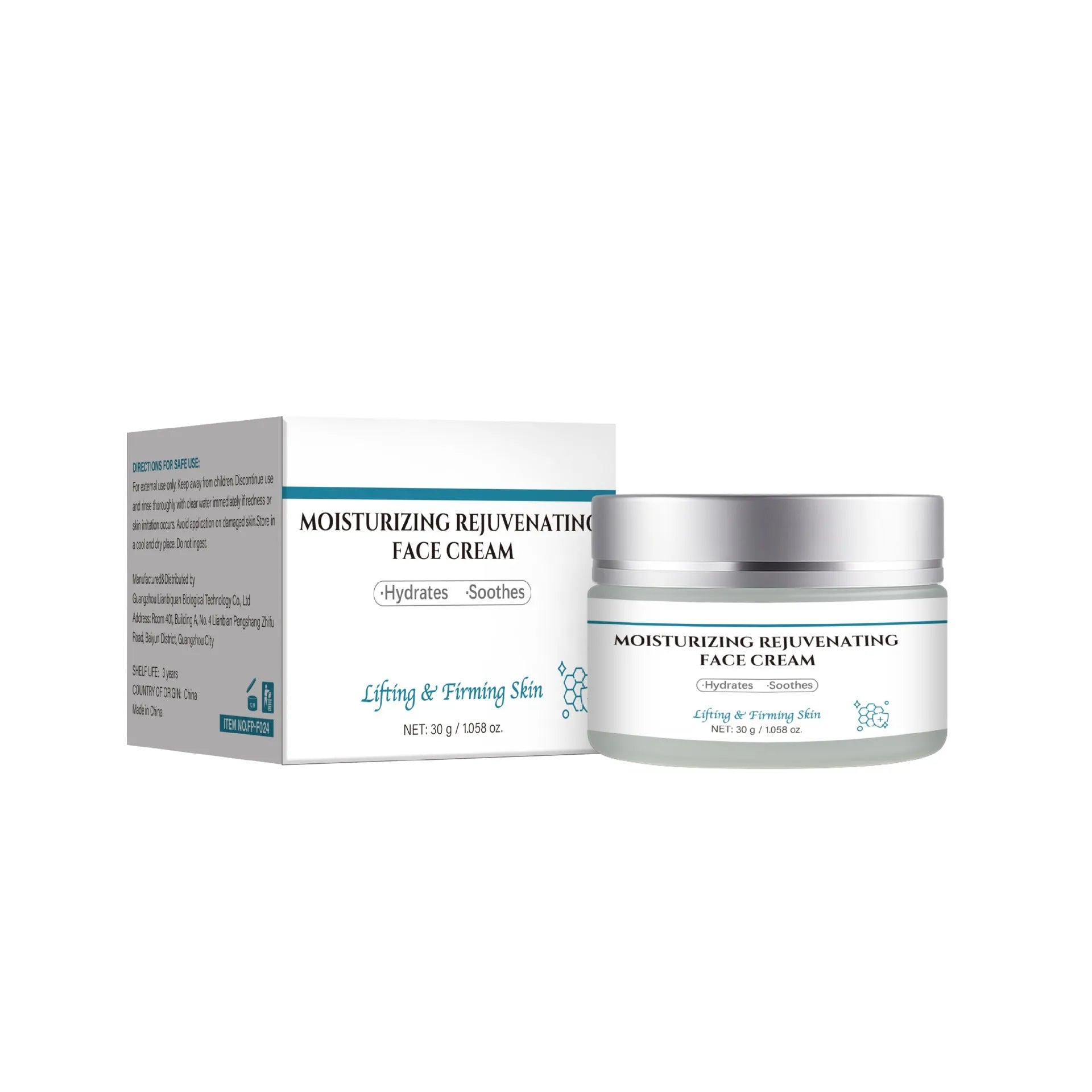 30g anti-aging cream container with FP-F024 specification for facial skincare treatment