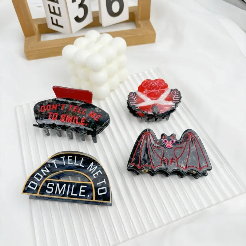 Halloween bat-shaped hair clip fashion accessory with four colour style options