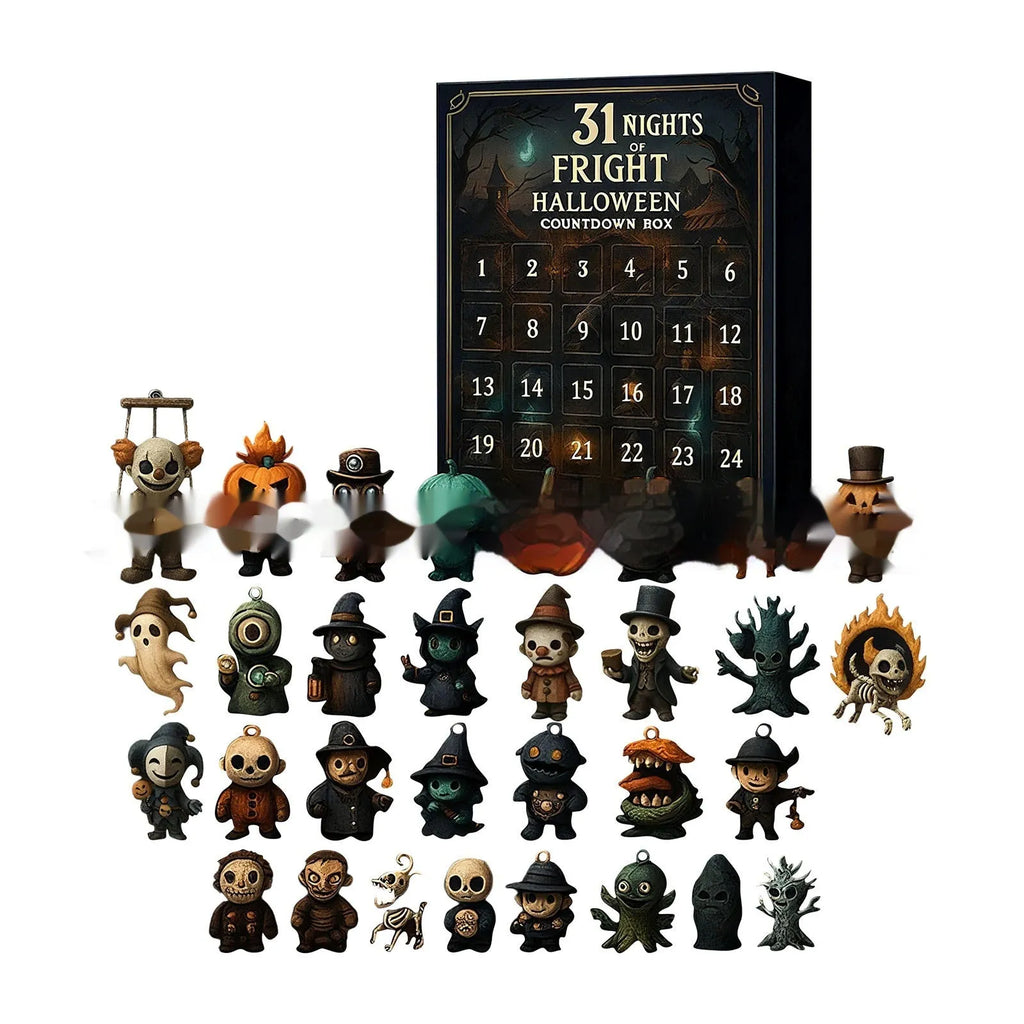 Halloween countdown blind box advent calendar with 31 resin horror dolls for daily reveals