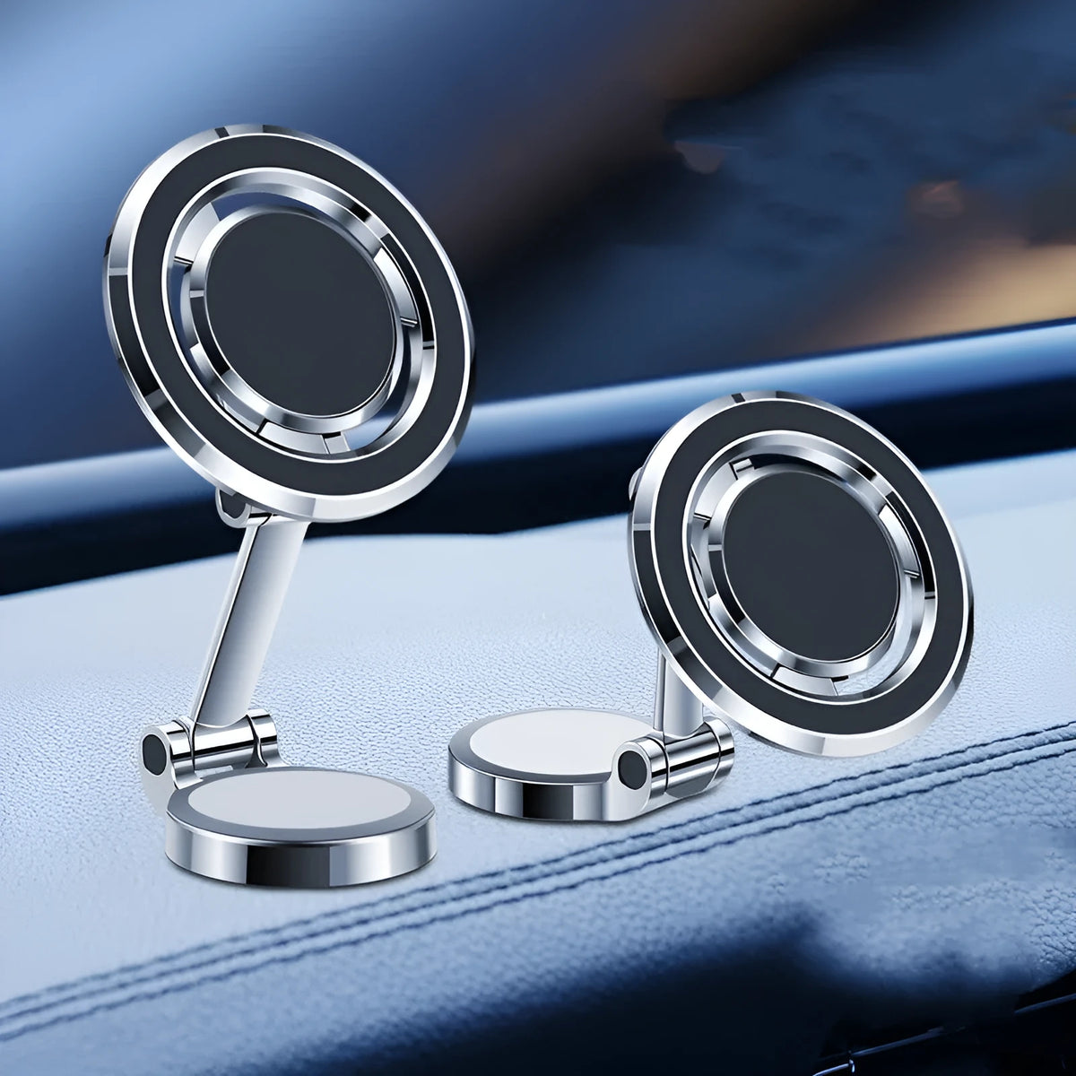 Car centre console mobile phone holder with magnetic adhesive mount and 360-degree rotation adjustment