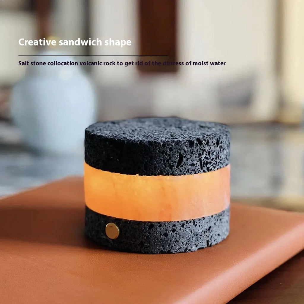 Orange volcanic rock USB night lamp with touch dimming and essential oil diffusion, 9cm by 7.5cm