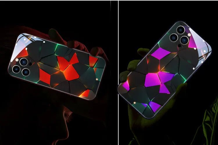 Xpress 14 tempered glass iPhone case with LED notification light in Lightning Diamond design