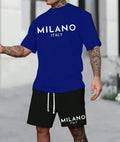 Polyester round neck short sleeve suit in medium 65cm length with matching shorts