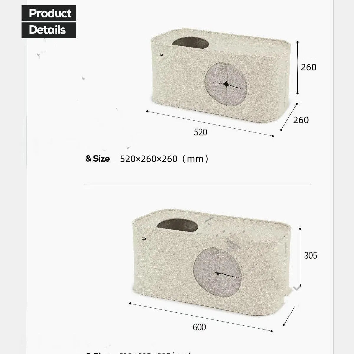 A grey foldable felt cat nest bed shown open and flat for storage.
