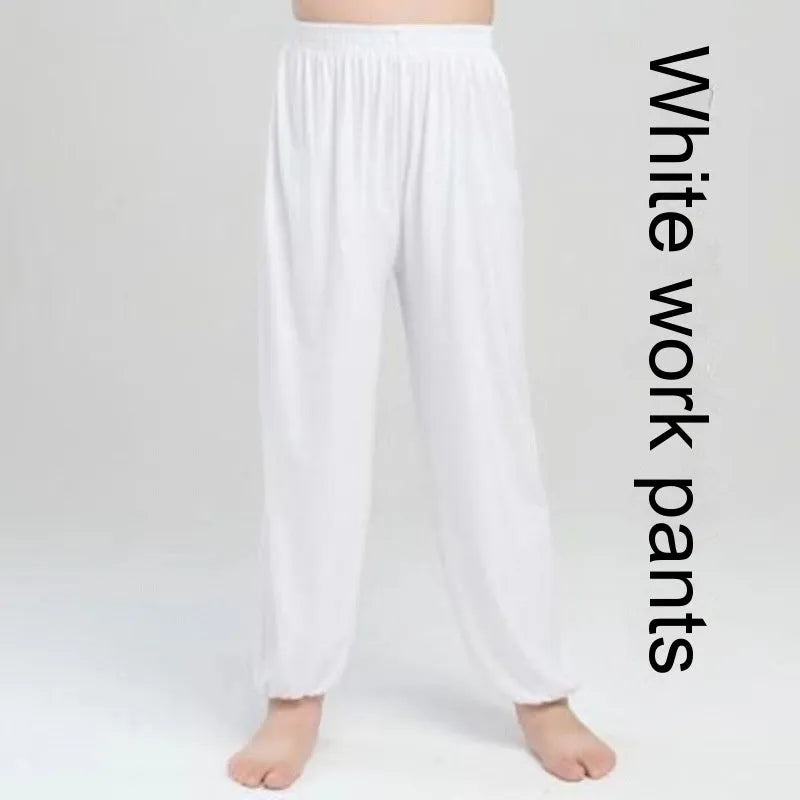 Children's black high elasticity Sanda practice pants with loose fit for martial arts training