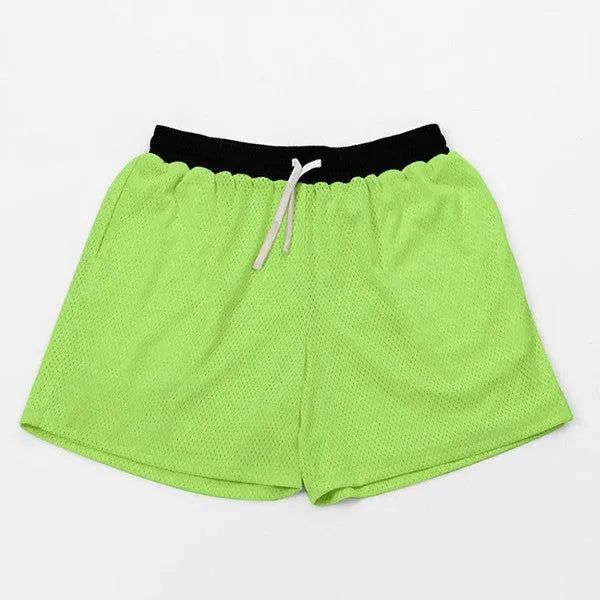 Men's black mesh quick-drying shorts for running and fitness activities