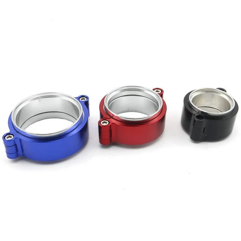 Aluminium turbocharger exhaust v-band clamp in black, blue or red for 2-inch to 4-inch downpipes