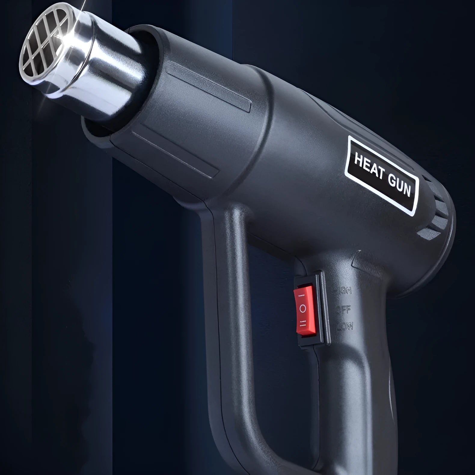 2000W industrial hot air gun with black thermal insulation shell and grid-type air outlet for heat shrinking
