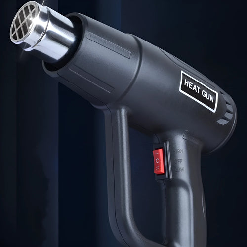 2000W industrial hot air gun with black thermal insulation shell and grid-type air outlet for heat shrinking