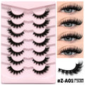Natural false eyelashes in box with adhesive glue, artificial fibre construction, thick natural long style