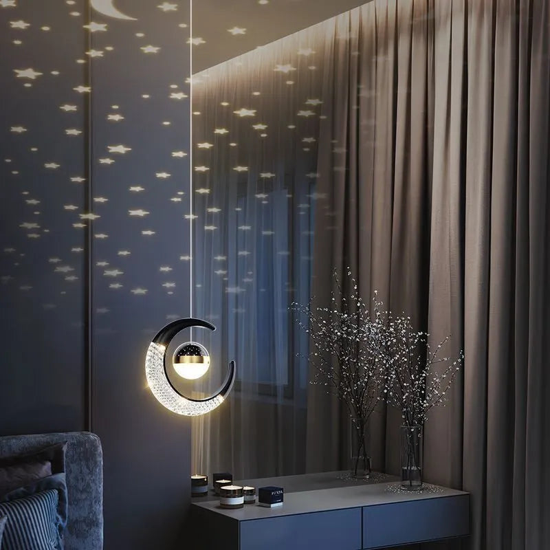 Adjustable pendant light in black or gold for living room and dining room, with cool white, warm light, or three-color light options.