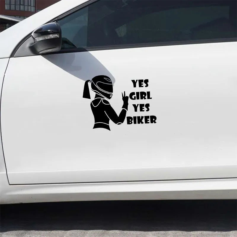 Cool Girl Rider waterproof vehicle sticker in black, white and laser colours measuring 16cm by 15cm