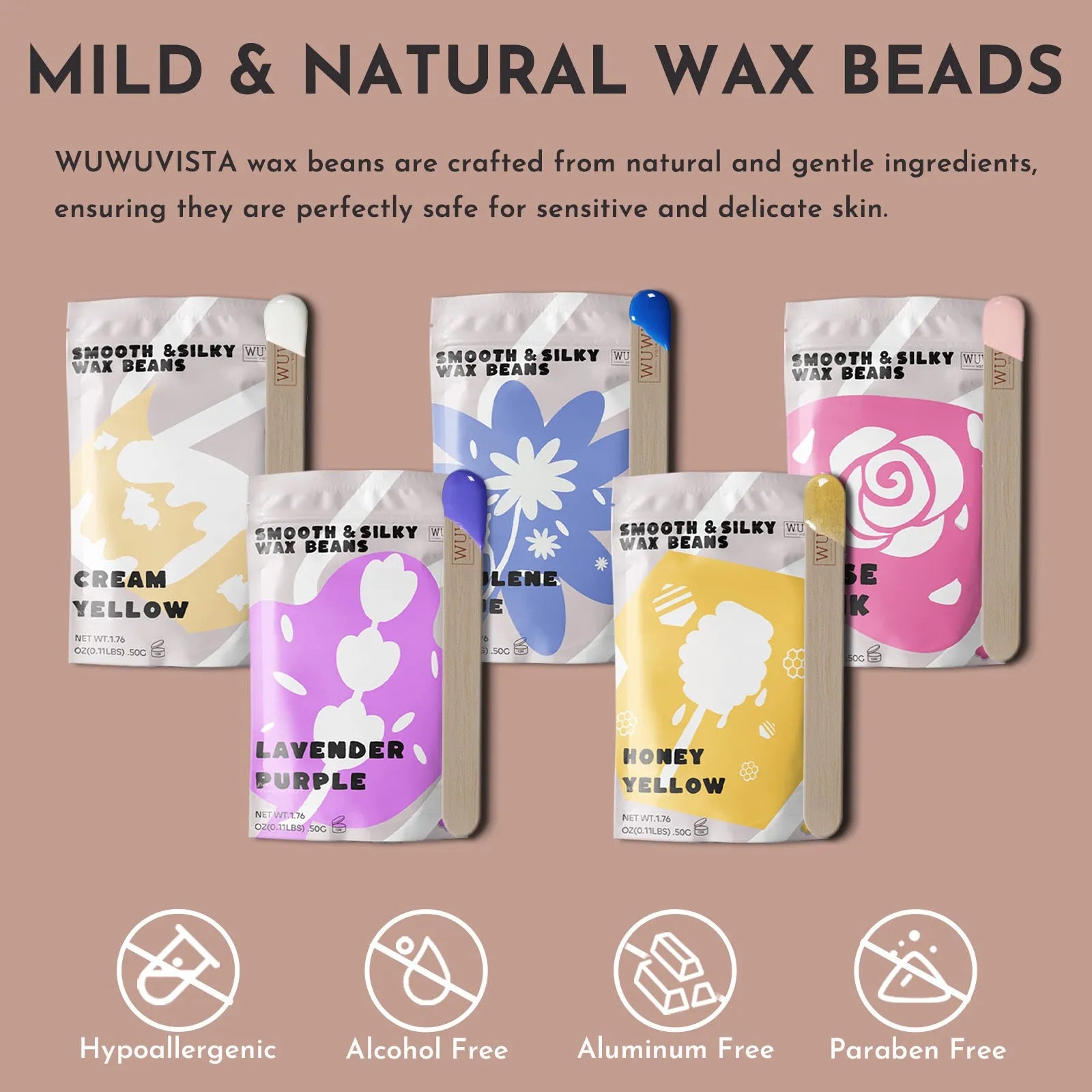Professional 52-piece waxing kit with hard wax beans, warmer, lotion, and tools for face and body hair removal.