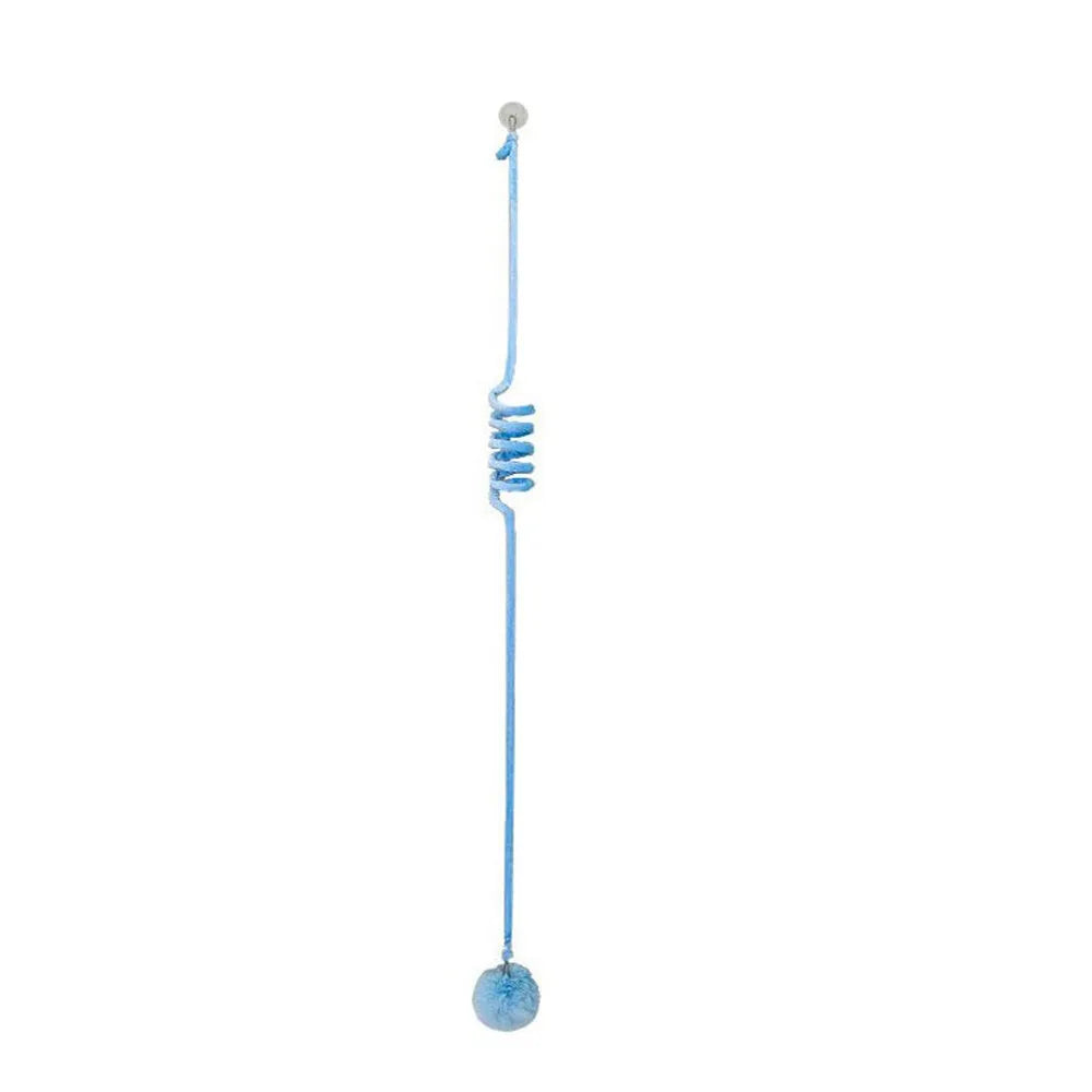 Hanging suction cup cat toy with spring and inflatable ball for indoor kittens in multiple colours