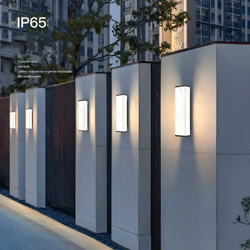 Stainless steel and PC outdoor wall light with IP65 waterproof rating, 60cm height.