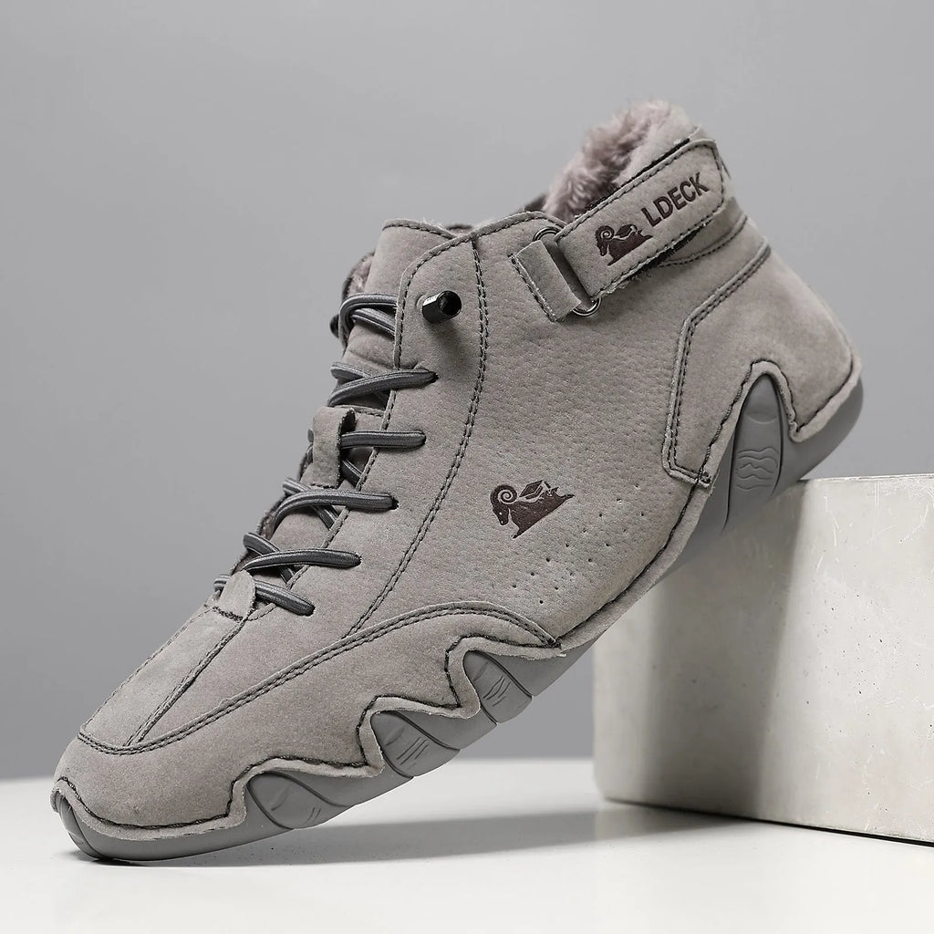 Unisex fleece-lined Martin boots with microfiber upper, rubber sole, round toe, elastic band, sizes 34-50
