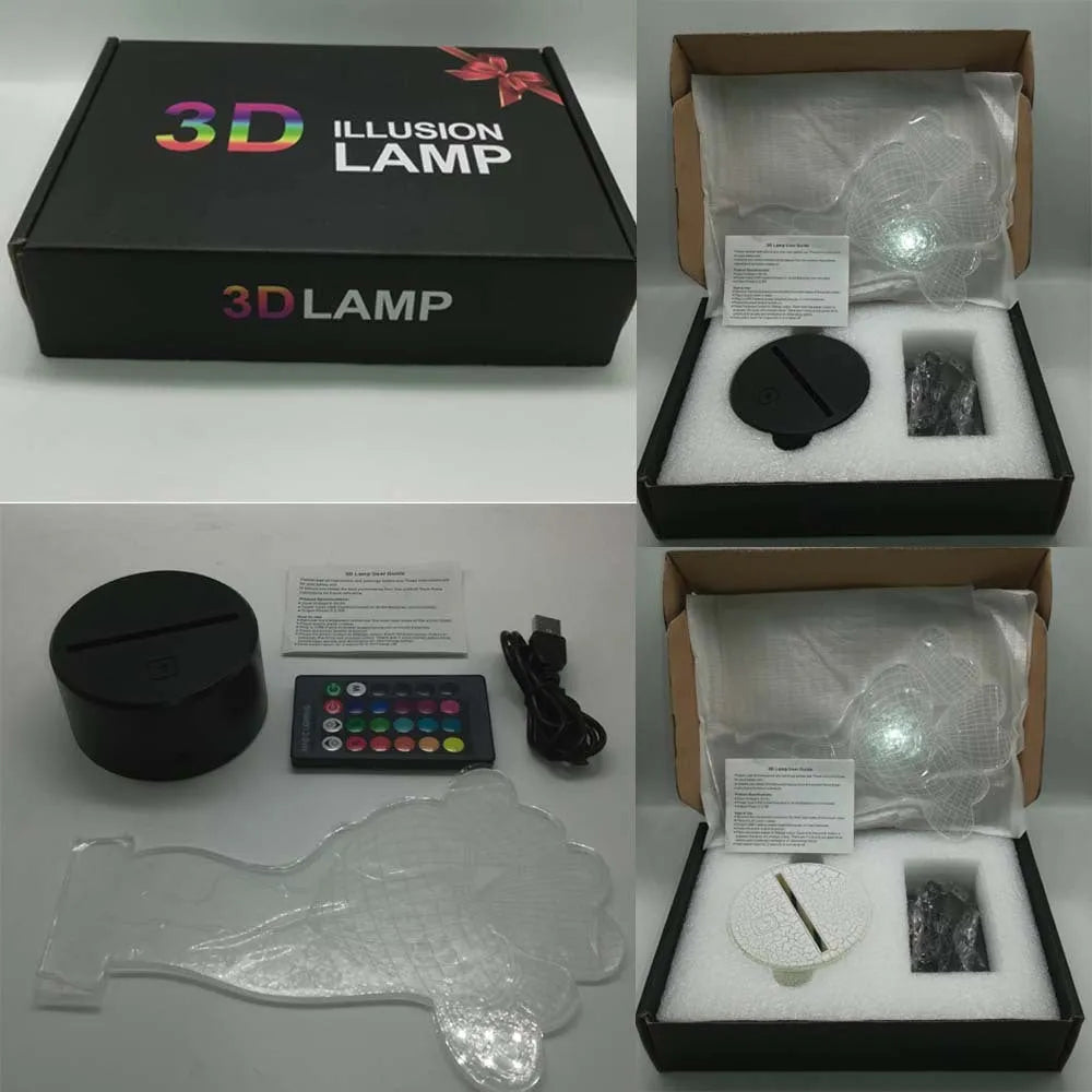 3D rose-shaped night light with colour-changing LED illumination on acrylic panel with ABS base