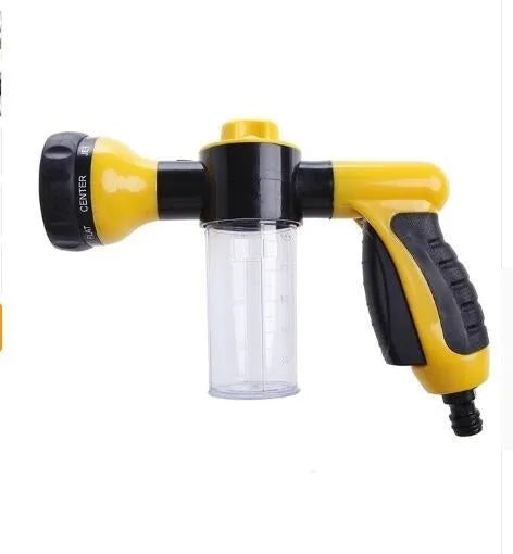 Green high-pressure foam spray gun for car washing with adjustable nozzle and multiple spray patterns