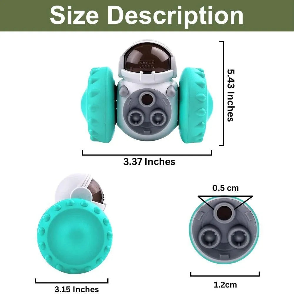 Self-balancing dog food dispenser puzzle toy in five colours for small pets